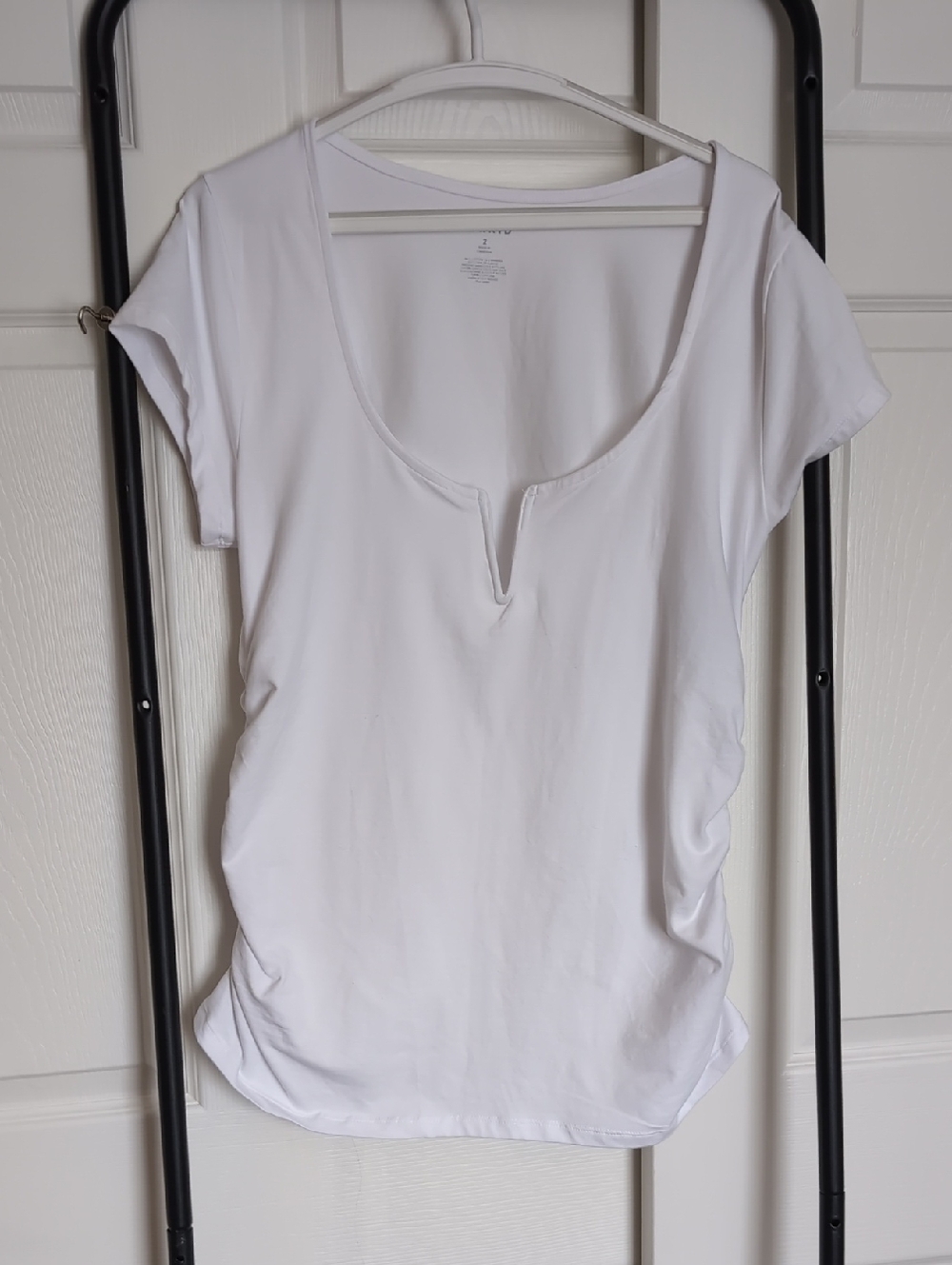 torrid White Scoop Neck Tee with Center Notch